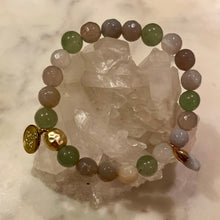 Load image into Gallery viewer, NATURAL STRIPED AGATE with GREEN AVENTURINE The Stones of Success, Opportunity & Wealth, 8mm