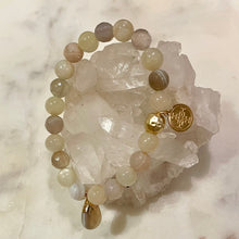 Load image into Gallery viewer, MOONSTONE & NATURAL STRIPED AGATE The Stones of Feminine Energy & Success, 8mm