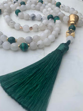 Load image into Gallery viewer, MALA - White Jade for Balance, Malachite for Transformation and Joy