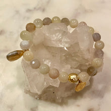 Load image into Gallery viewer, MOONSTONE & NATURAL STRIPED AGATE The Stones of Feminine Energy & Success, 8mm