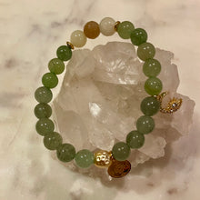 Load image into Gallery viewer, GREEN AVENTURINE with MOONSTONE & NATURAL STRIPED AGATE The Stones of Wealth, Opportunities, Feminine Energy & Success, 8mm