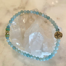Load image into Gallery viewer, ANKLE JEWLERY AMAZONITE with Gold Bead - The Stone of Luck & Peace, with Golad bead, 4mm "SUMMER COLLECTION"