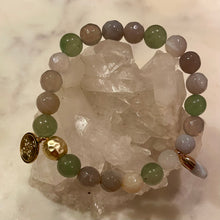Load image into Gallery viewer, NATURAL STRIPED AGATE with GREEN AVENTURINE The Stones of Success, Opportunity & Wealth, 8mm