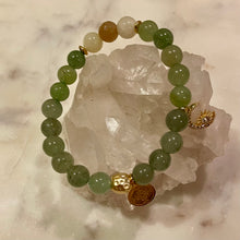 Load image into Gallery viewer, GREEN AVENTURINE with MOONSTONE & NATURAL STRIPED AGATE The Stones of Wealth, Opportunities, Feminine Energy & Success, 8mm