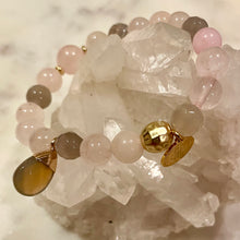 Load image into Gallery viewer, ROSE QUARTZ with NATURAL STRIPED AGATE With Rose Quartz - The Stones of Love & Success, 8mm