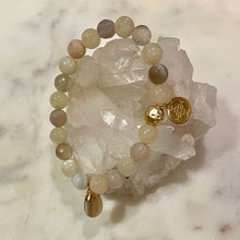 Load image into Gallery viewer, MOONSTONE & NATURAL STRIPED AGATE The Stones of Feminine Energy & Success, 8mm
