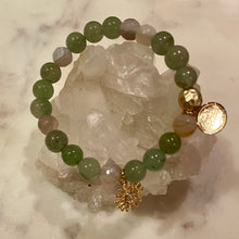 Load image into Gallery viewer, GREEN AVENTURINE with NATURAL STRIPED AGATE The Stones of Opportunity, Wealth & Love, 8mm