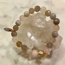Load image into Gallery viewer, NATURAL STRIPED AGATE With ROSE QUARTZ - The Stones of Success & Love, 8mm