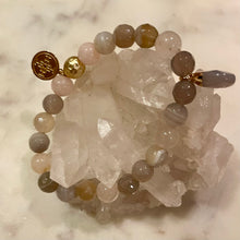 Load image into Gallery viewer, NATURAL STRIPED AGATE With ROSE QUARTZ - The Stones of Success & Love, 8mm