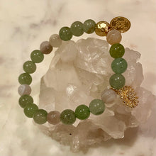 Load image into Gallery viewer, GREEN AVENTURINE with NATURAL STRIPED AGATE The Stones of Opportunity, Wealth & Love, 8mm