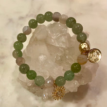 Load image into Gallery viewer, GREEN AVENTURINE with NATURAL STRIPED AGATE The Stones of Opportunity, Wealth & Love, 8mm