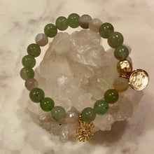 Load image into Gallery viewer, GREEN AVENTURINE with NATURAL STRIPED AGATE The Stones of Opportunity, Wealth & Love, 8mm