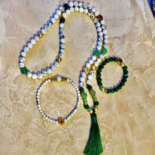 Load image into Gallery viewer, MALA - Summer Collection: HOWLITE with MALACHITE, GREEN AVENTURINE, AQUAMARINE - The Stones of Inner Peace, Transformatio, Wealth & Marture Love