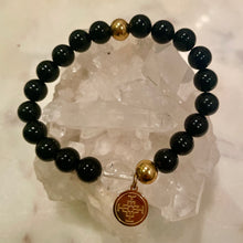 Load image into Gallery viewer, BLACK OBSIDION with CLEAR QUARTZ, The Stones of Grounding, Protection, Inner Truthfullness & Clarity, 8mm (Copy)