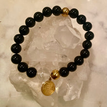 Load image into Gallery viewer, BLACK OBSIDION with CLEAR QUARTZ, The Stones of Grounding, Protection, Inner Truthfullness & Clarity, 8mm (Copy)