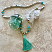 Load image into Gallery viewer, MALA - Summer Collection: HOWLITE with TURQUOICE, AQUAMARINE, GREEN JADE & AMAZONITE - The Stones of Inner Peace, Trust & Communication
