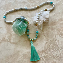 Load image into Gallery viewer, MALA - Summer Collection: HOWLITE with TURQUOICE, AQUAMARINE, GREEN JADE & AMAZONITE - The Stones of Inner Peace, Trust & Communication