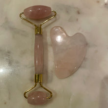 Load image into Gallery viewer, ROSE QUARTZ FACE ROLLER & GUA SHA - The Stone of Love