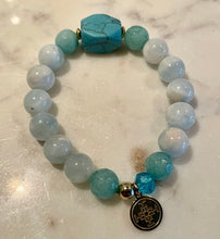 Load image into Gallery viewer, AQUAMARINE, TURQUOISE & GREEN JADE - The Stones of Communications and Luck, 10mm