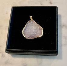Load image into Gallery viewer, CLEAR QUARTZ CRYSTAL JEWELRY PENDANT, GOLD COATING, 5cm