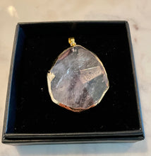 Load image into Gallery viewer, CLEAR QUARTZ CRYSTAL JEWELRY PENDANT, GOLD COATING, 5cm