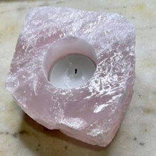 Load image into Gallery viewer, "LOVE" ROSE QUARTZ CRYSTAL TEALIGHT CANDEL HOLDER, INTERIOR - The Stone of Love