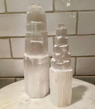 Load image into Gallery viewer, "ENERGY TOWER" OF SELENITE, INTERIOR - The Stone of Purity & Protection, Medium