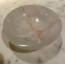 Load image into Gallery viewer, "GRATEFUL" SELENITE CRYSTAL BOWL, SMALL, INTERIOR - The Stone of Purity & Protection