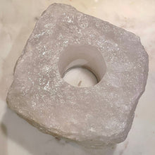 Load image into Gallery viewer, "ICE" QUARTZ CRYSTAL TEALIGHT CANDEL HOLDER, INTERIOR - The Stone of Power