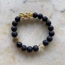 Load image into Gallery viewer, LAVA, CITRINE AND PIXIU DRAGON - The Protector of Wealth, 10mm