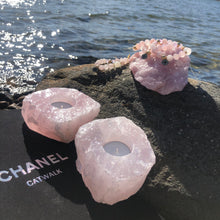 Load image into Gallery viewer, "LOVE" ROSE QUARTZ CRYSTAL TEALIGHT CANDEL HOLDER, INTERIOR - The Stone of Love