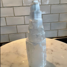 Load image into Gallery viewer, "ENERGY TOWER" OF SELENITE, INTERIOR -  The Stone of Purity & Protection, Small