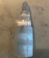 Load image into Gallery viewer, "ENERGY TOWER" OF SELENITE, INTERIOR -  The Stone of Purity & Protection, Small