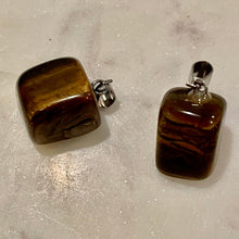 Load image into Gallery viewer, TIGER EYE, CRYSTAL JEWELRY PENDANT, SILVER COATING, 1,2cm