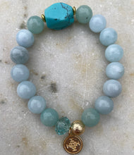 Load image into Gallery viewer, AQUAMARINE, TURQUOISE & GREEN JADE - The Stones of Communications and Luck, 10mm