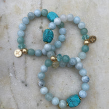 Load image into Gallery viewer, AQUAMARINE, TURQUOISE & GREEN JADE - The Stones of Communications and Luck, 10mm