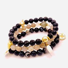 Load image into Gallery viewer, ONYX with CLEAR QUARTZ, The Stones of Grounding, Protection &amp; Clarity, 8mm
