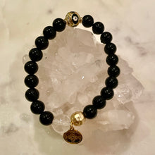 Load image into Gallery viewer, ONYX with CLEAR QUARTZ, The Stones of Grounding, Protection &amp; Clarity, 8mm
