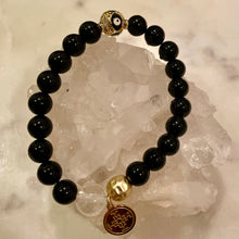Load image into Gallery viewer, ONYX with CLEAR QUARTZ, The Stones of Grounding, Protection &amp; Clarity, 8mm
