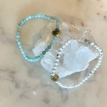 Load image into Gallery viewer, HOWLITE with Moonstone ANKLET JEWLERY -  The Stone of Emotional Healing, 4mm  &quot;SUMMER COLLECTION&quot;
